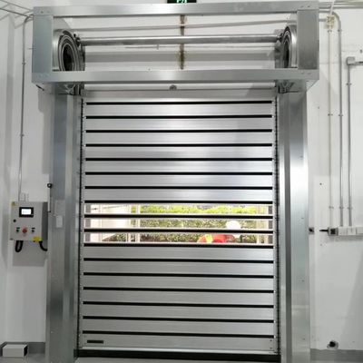 Industrielle Außen-Innenräume Isolierte Roll-up-Sicherheitstüren Graue weiße Ziegelbasis